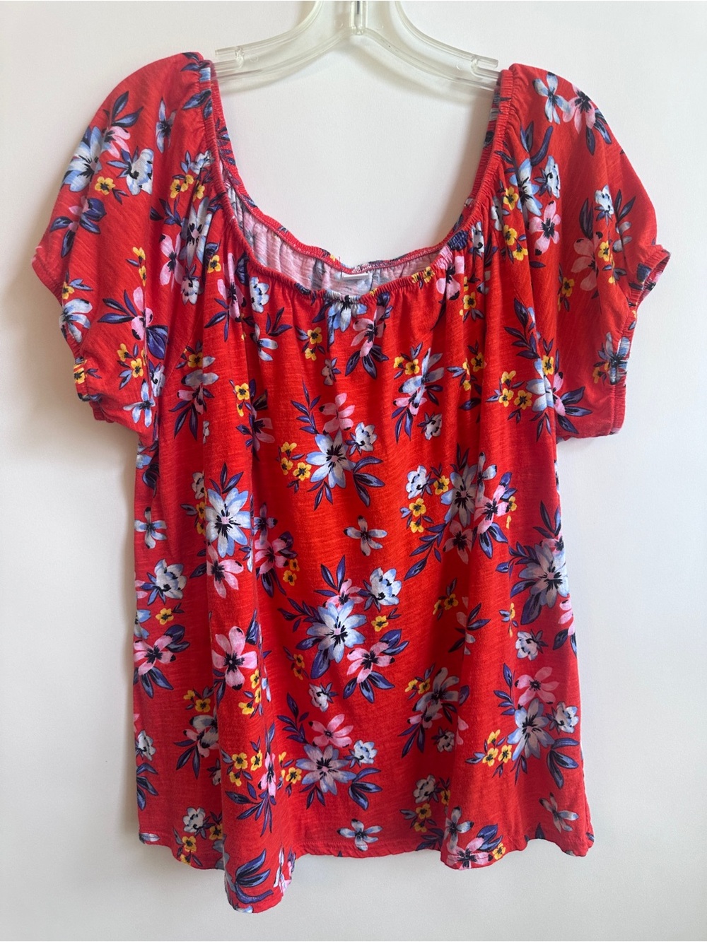 Old Navy Orange Floral Peasant Blouse